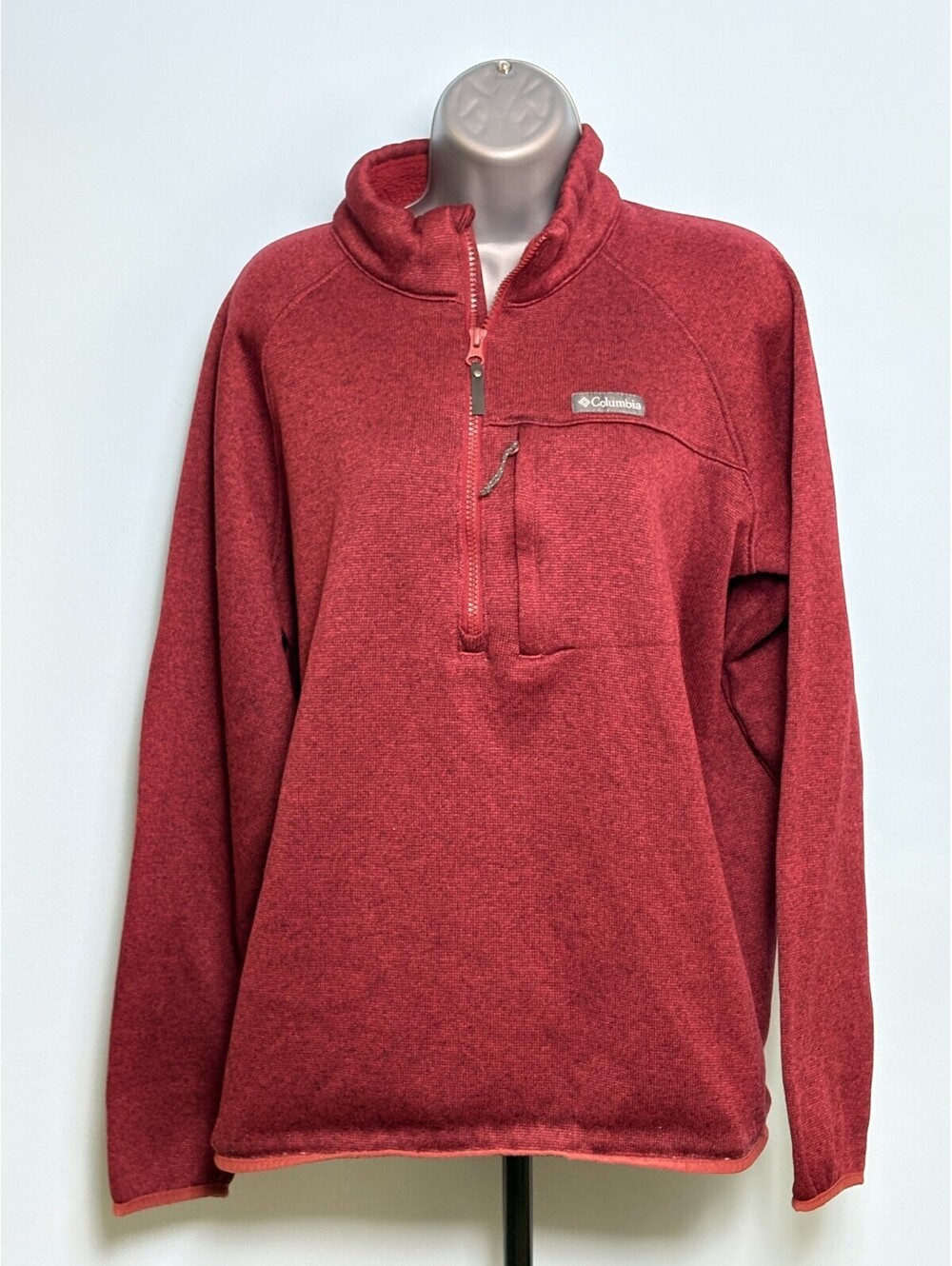 Columbia Sweater Weather Fleece Pullover Womens Large L Red Half Zip Jacket